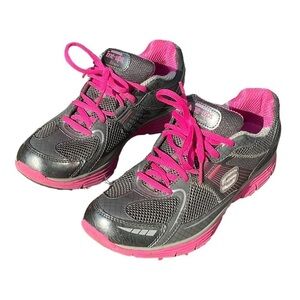Skechers Tone Ups Grey Pink Sneakers Size 8.5 Running Shoes, Workout